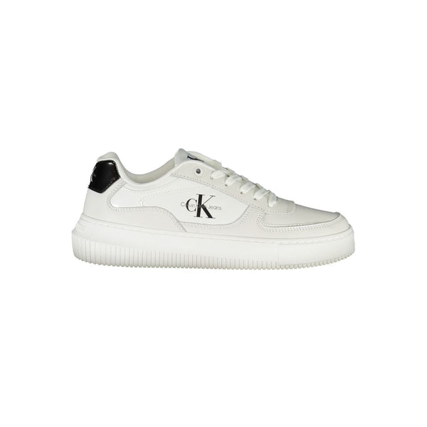 Calvin Klein Sleek White Lace-Up Sneakers with Contrast Details - PREPXI