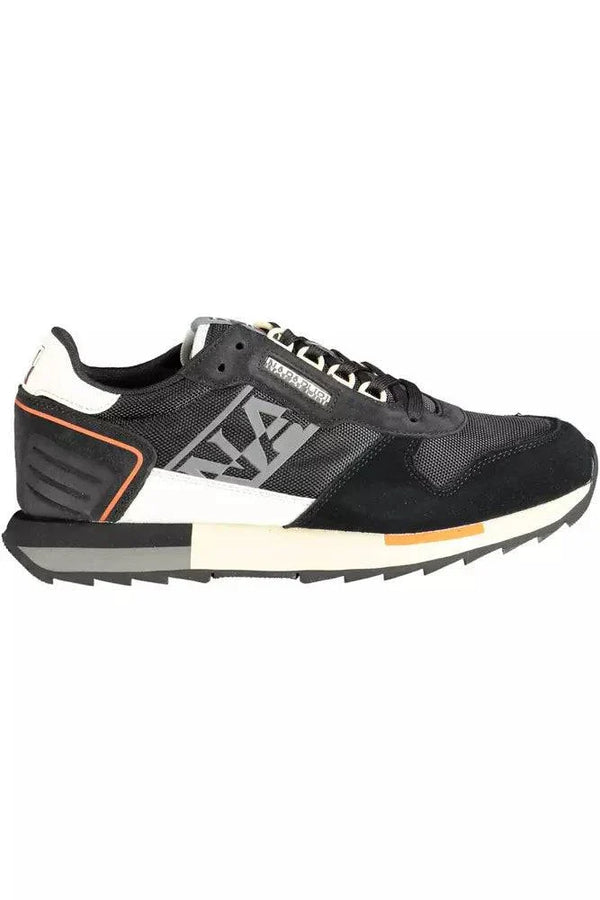 Napapijri Black Leather Men Sneaker in black and gray athletic shoe design