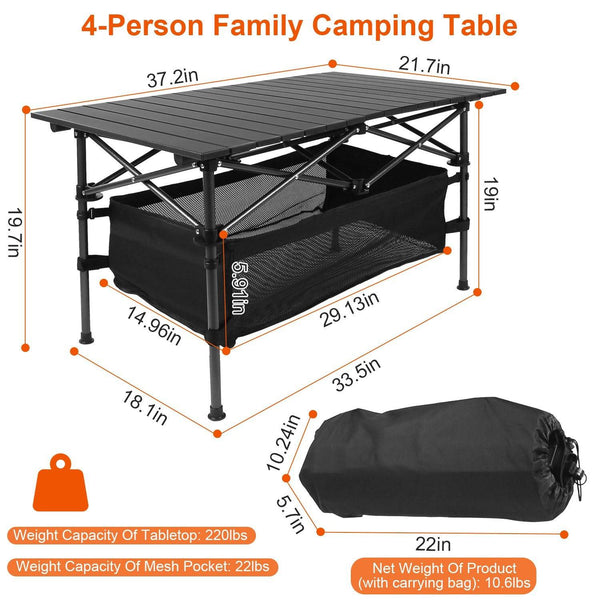 1 Pc Folding Camping Table Portable Aluminum Roll-up Picnic BBQ Desk with Carrying Bag Heavy Duty Outdoor Beach