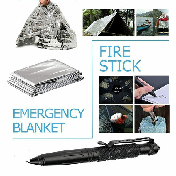 14-In-1 Outdoor Emergency Survival Kit Camping Hiking Tactical Gear Case Set Box - default - Rod Holder Accessories