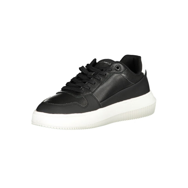 Calvin Klein Sleek Black Lace-Up Sneakers with Contrast Details - PREPXI
