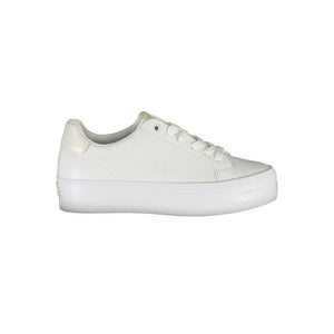 Calvin Klein Sleek White Lace-Up Sneakers with Contrast Detail - PREPXI