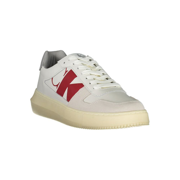 Calvin Klein Sleek White Lace-Up Sneakers with Contrast Details - PREPXI