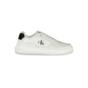 Calvin Klein Sleek White Lace-Up Sneakers with Contrast Details - PREPXI