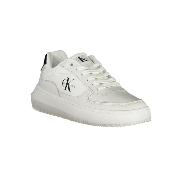 Calvin Klein Sleek White Lace-Up Sneakers with Contrast Details - PREPXI