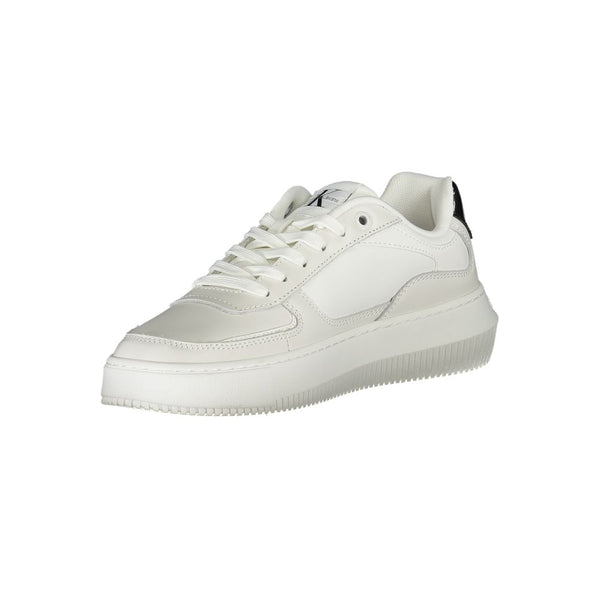 Calvin Klein Sleek White Lace-Up Sneakers with Contrast Details - PREPXI