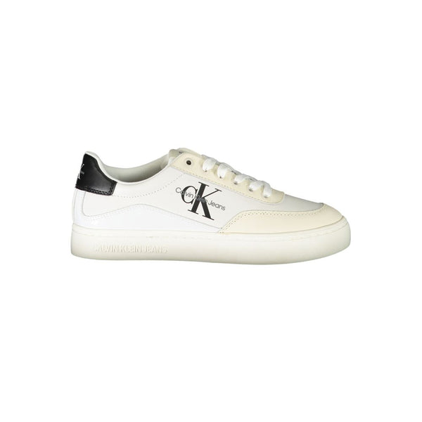 Calvin Klein Chic White Lace-Up Sneakers with Contrast Detailing - PREPXI