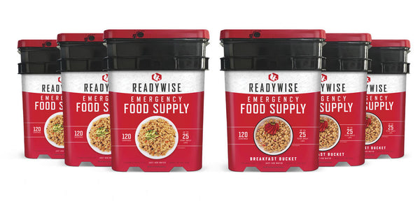 720 Serving Package - 120 lbs - Includes: 3 - 120 Serving Entrée Buckets and 3 - 120 Serving Breakfast Buckets - UPC: 850037362028