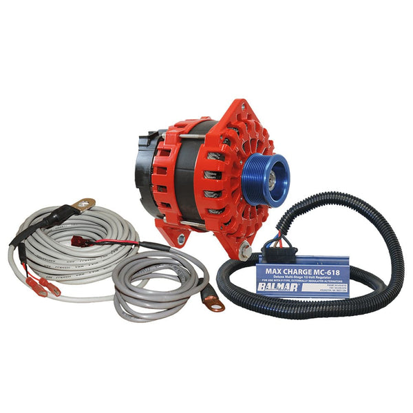 Balmar Alternator 250 AMP Kit 12V 3.15’’ Dual Foot Saddle J10 Pulley Regulator Temp Sensor - Alternators