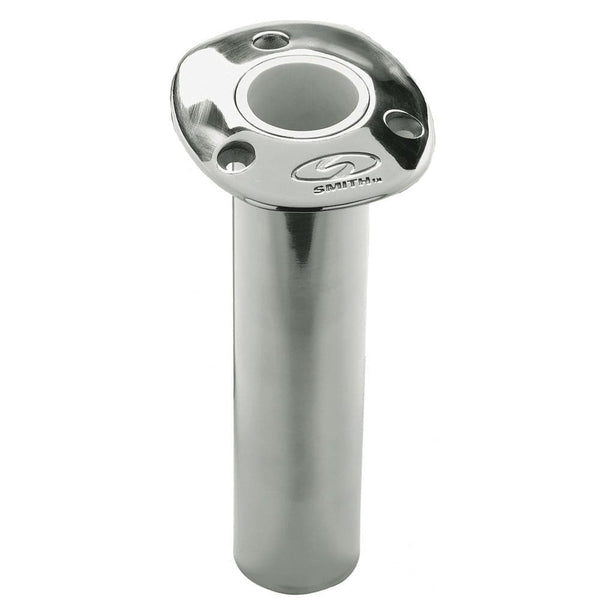 C.E. Smith Flush Mount Rod Holder - Degree 9’’ Depth - Stainless Steel - Cast Bottom - White Vinyl Liner - Rod Holders