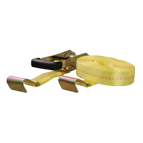 CURT 27 Yellow Cargo Strap w/Flat Hooks - 3,333 lbs - Accessories