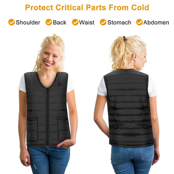 Heat Jacket Vest 3 Heating Gear Adjustable USB Heated Vest Warm Heat Coat Vest w/ 5 Heating Pads For Men Women Winter