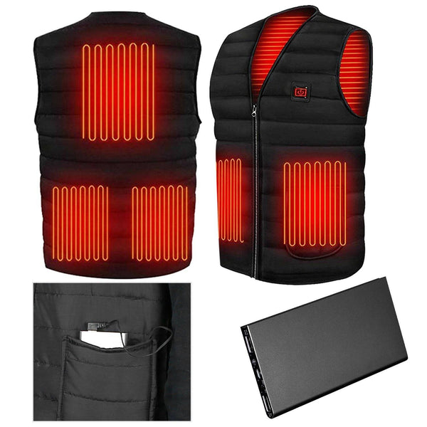 Heat Jacket Vest 3 Heating Gear Adjustable USB Heated Vest Warm Heat Coat Vest w/ 5 Heating Pads For Men Women Winter