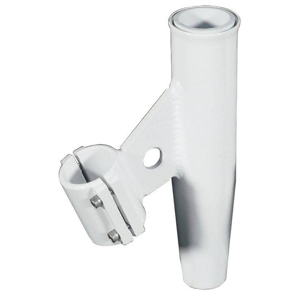 Lee’s Clamp-On Rod Holder - White Aluminum - Vertical Mount - Fits 1.900’’ O.D. Pipe - Rod Holders