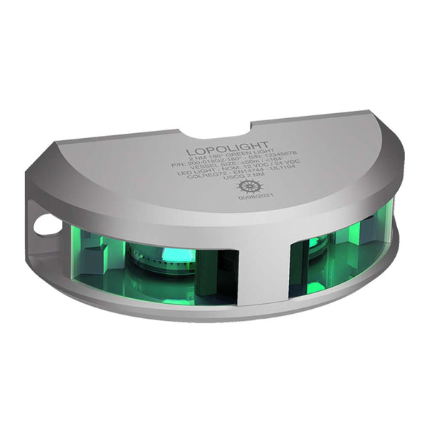 Lopolight Series 200-018 - Navigation Light - 2NM - Vertical Mount - Green - Silver Housing - Navigation Lights