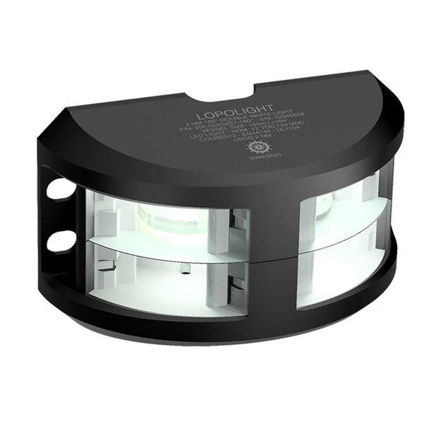 Lopolight Series 200-024 - Double Stacked Navigation Light - 2NM - Vertical Mount - White - Black Housing - Navigation