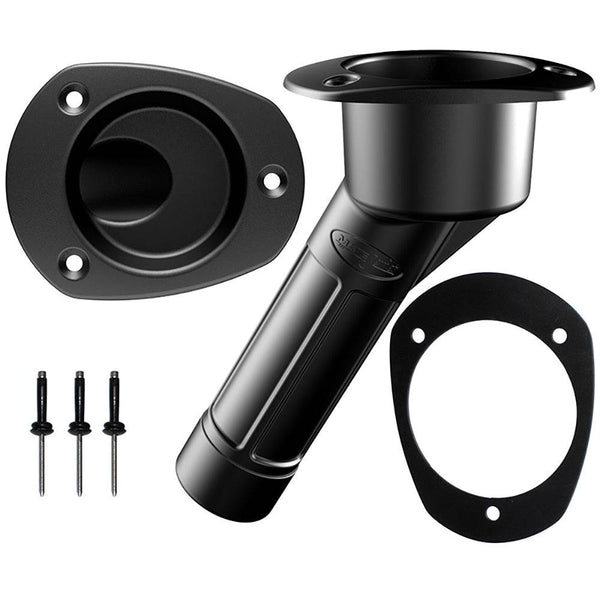 Mate Series Plastic Rod Cup Holder 30 Closed w/Oval Top f/Kayaks - Black - Rod Holders