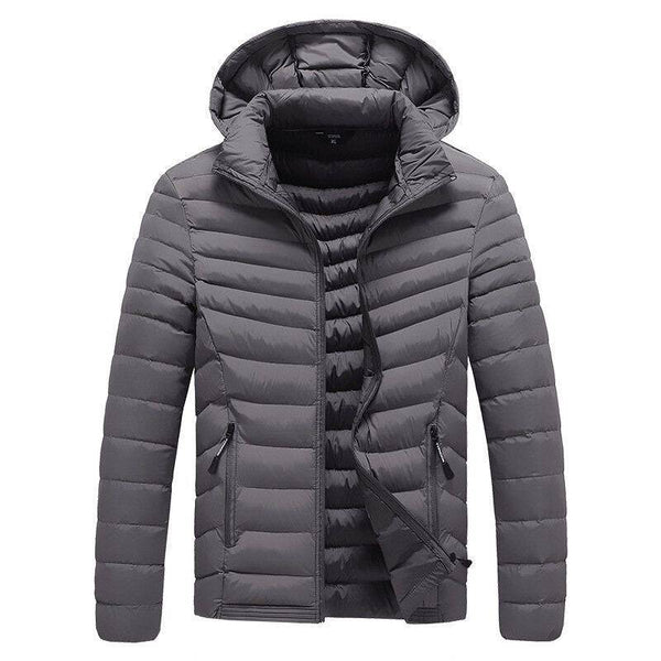 Men’s Hooded Casual Cotton Padded Sports Padded Jacket - L / Gray