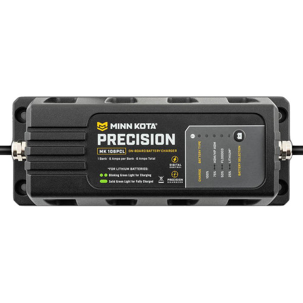 Minn Kota On-Board Precision Charger MK-106 PCL 1 Bank x 6 AMP LI Optimized Charger - Battery Chargers