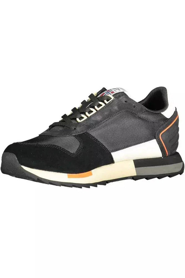 Black and gray running shoe from Napapijri Black Leather Men Sneaker collection
