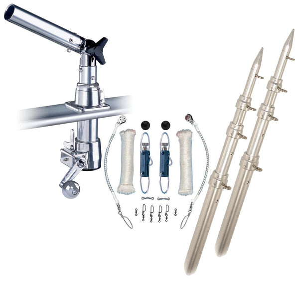 Rupp Z-30 Top Gun Outrigger Kit w/18’ Poles & Complete Single Line Rigging Kit w/Klickers Release Clips - Outriggers