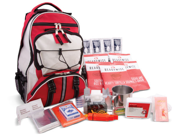 64 Piece Survival Back Pack (Red) - UPC: 851238005042