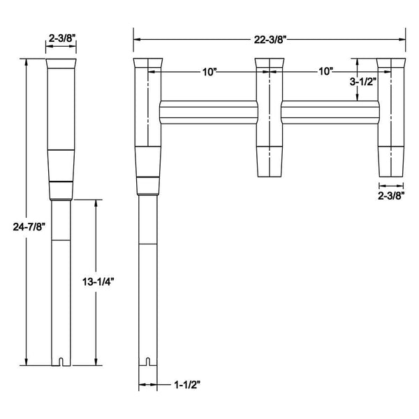 TACO Deluxe Trident Rod Holder Cluster Offset - Rod Holders