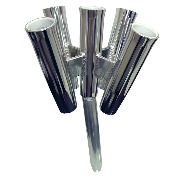 Tigress Five Rod Cluster - Bent Butt - Polished Aluminum - Rod Holders